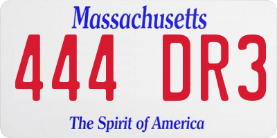 MA license plate 444DR3