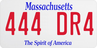 MA license plate 444DR4