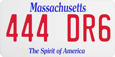 MA license plate 444DR6