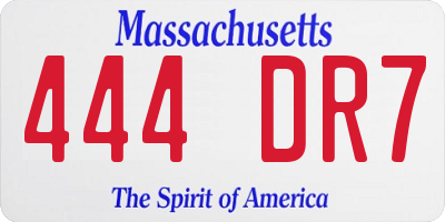 MA license plate 444DR7