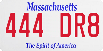 MA license plate 444DR8