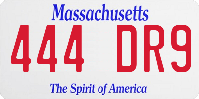 MA license plate 444DR9