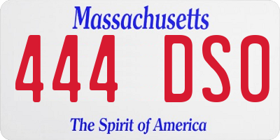 MA license plate 444DS0