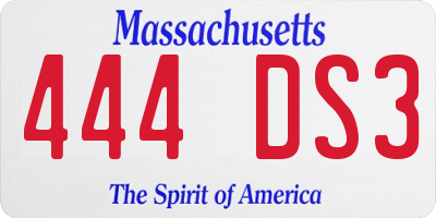 MA license plate 444DS3