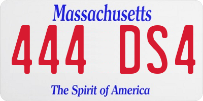 MA license plate 444DS4