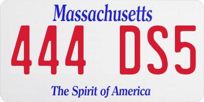 MA license plate 444DS5