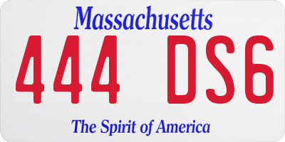 MA license plate 444DS6