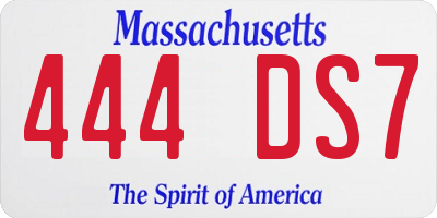 MA license plate 444DS7
