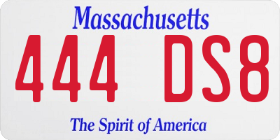 MA license plate 444DS8
