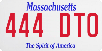 MA license plate 444DT0