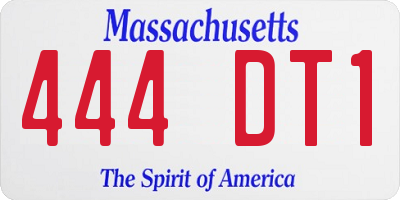 MA license plate 444DT1