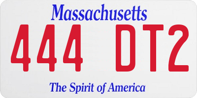 MA license plate 444DT2