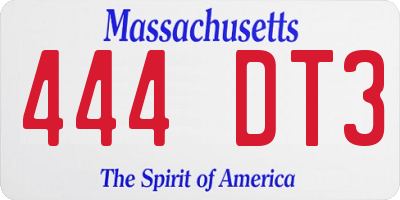 MA license plate 444DT3