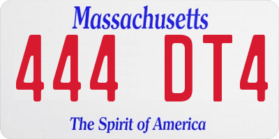 MA license plate 444DT4