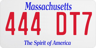 MA license plate 444DT7