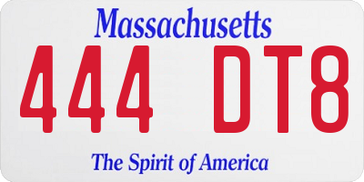MA license plate 444DT8