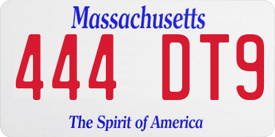 MA license plate 444DT9