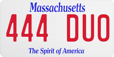 MA license plate 444DU0