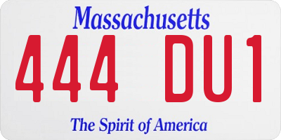 MA license plate 444DU1