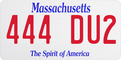 MA license plate 444DU2