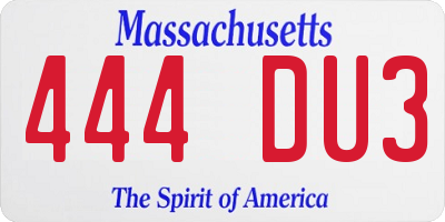 MA license plate 444DU3