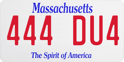 MA license plate 444DU4