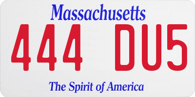 MA license plate 444DU5