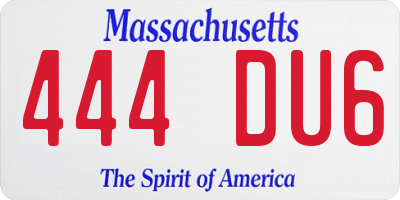MA license plate 444DU6