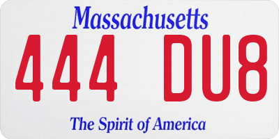 MA license plate 444DU8