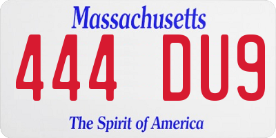 MA license plate 444DU9