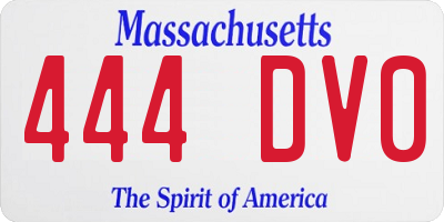 MA license plate 444DV0