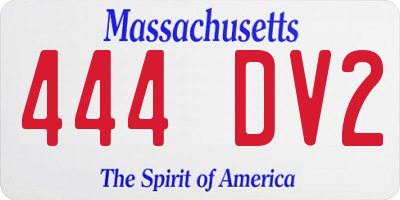 MA license plate 444DV2