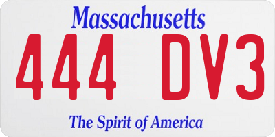 MA license plate 444DV3