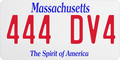 MA license plate 444DV4