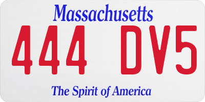MA license plate 444DV5