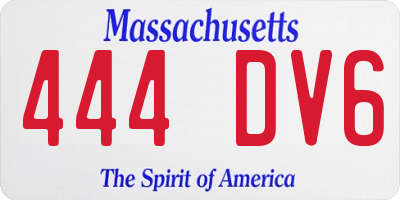 MA license plate 444DV6