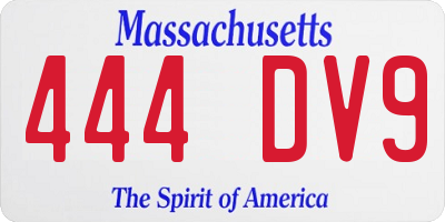 MA license plate 444DV9