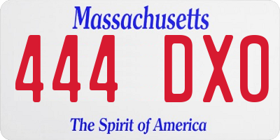 MA license plate 444DX0