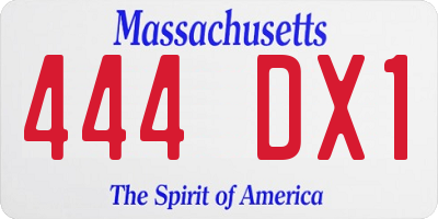 MA license plate 444DX1