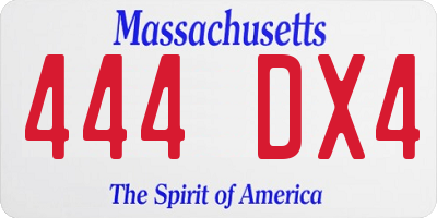 MA license plate 444DX4