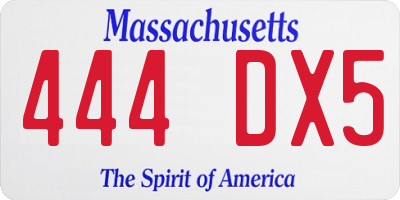 MA license plate 444DX5