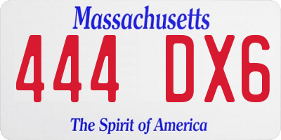 MA license plate 444DX6