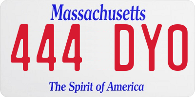 MA license plate 444DY0