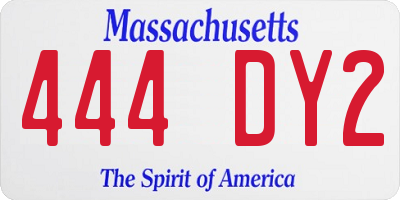 MA license plate 444DY2