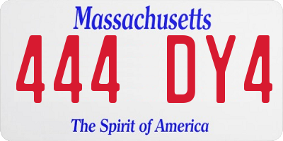 MA license plate 444DY4