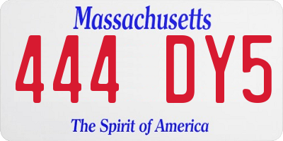 MA license plate 444DY5