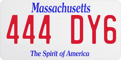 MA license plate 444DY6