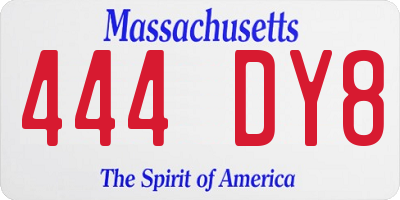 MA license plate 444DY8
