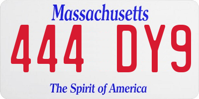 MA license plate 444DY9