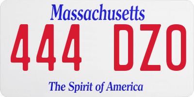 MA license plate 444DZ0